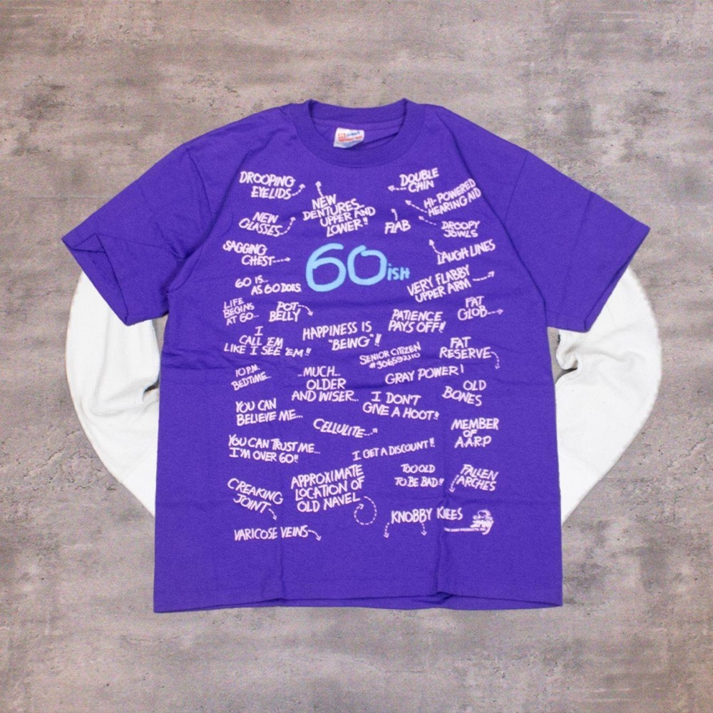 Vintage VTG 1991 60s Hanes 60 ish Humor Meme Comedy Single Stitch Purple